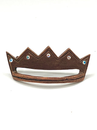 Todd Oldham Iconic Crown Logo 1990s Eyewear Pin — Copper Plated with Swarovski Aurora Borealis Crystals