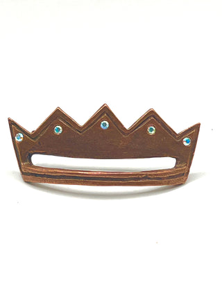 Todd Oldham Iconic Crown Logo 1990s Eyewear Pin — Copper Plated with Swarovski Aurora Borealis Crystals
