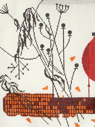 Charley Harper “Cardinal on the Corn” Hand-Painted Needlepoint Canvas — Todd Oldham Studio Collection