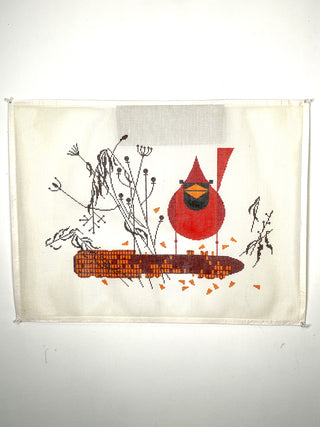 Charley Harper “Cardinal on the Corn” Hand-Painted Needlepoint Canvas — Todd Oldham Studio Collection