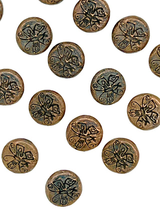 copper butterfly buttons set of 18