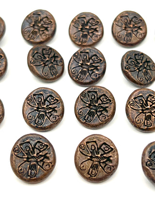 copper butterfly buttons set of 18