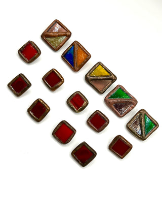 Vintage Todd Oldham Handmade Stained Glass & Copper Buttons, 1990s — Set of 15
