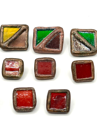 Vintage Todd Oldham Handmade Stained Glass & Copper Buttons, 1990s — Set of 15