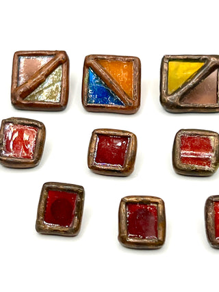 Vintage Todd Oldham Handmade Stained Glass & Copper Buttons, 1990s — Set of 15