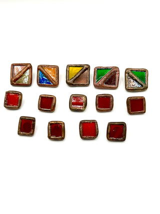 Vintage Todd Oldham Handmade Stained Glass & Copper Buttons, 1990s — Set of 15