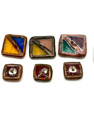 Vintage Todd Oldham Handmade Stained Glass & Copper Buttons, 1990s — Set of 15