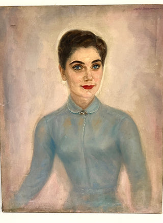 Sophisticated Lady  Portrait - Found Oil Painting On Canvas -Todd Oldham Studio Collection