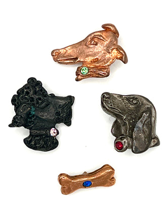 Vintage 1990s Todd Oldham Dog & Bone Buttons   Set of 4