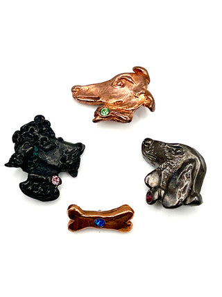 Vintage 1990s Todd Oldham Dog & Bone Buttons   Set of 4