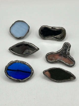 Vintage 1990s Todd Oldham Studio Handmade Glass & Mirror Button Set Of 6