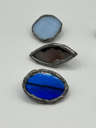 Vintage 1990s Todd Oldham Studio Handmade Glass & Mirror Button Set Of 6