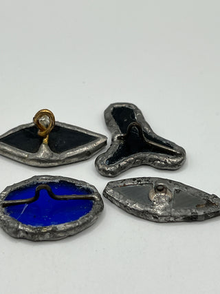 Vintage 1990s Todd Oldham Studio Handmade Glass & Mirror Button Set Of 6