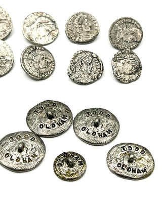 Vintage 1990s Handmade And Signed Unearthed Coin Button  Set of 12