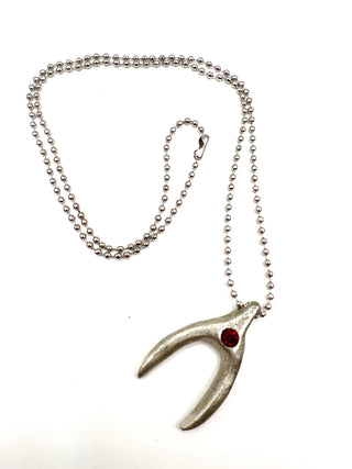 1994 Todd Oldham Signed & Dated Silver-Plated Wishbone Charm Necklace