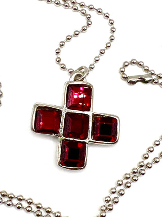 Vintage 1993 Todd Oldham Iconic Plus Sign Swarovski Crystal Charm Necklace 