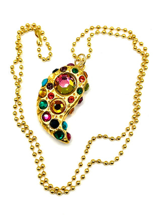 Vintage Fall 1993 Signed Swarovski Crystal Paisley Sparkle Charm Necklace