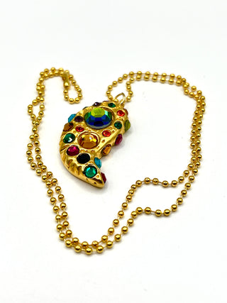 Vintage Fall 1993 Signed Swarovski Crystal Paisley Sparkle Charm Necklace