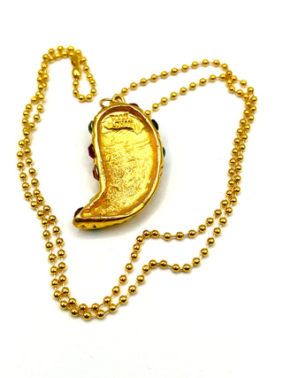 Vintage Fall 1993 Signed Swarovski Crystal Paisley Sparkle Charm Necklace