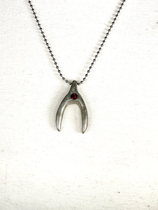 1994 Todd Oldham Signed & Dated Silver-Plated Wishbone Charm Necklace