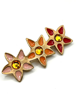 Vintage Early 1990s MTV Todd Time House of Style 24KT Gold Enamel Flower Barrette