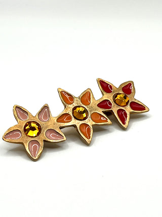 Vintage Early 1990s MTV Todd Time House of Style 24KT Gold Enamel Flower Barrette
