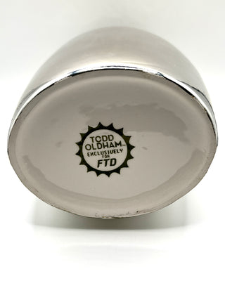 Vintage 1990s Todd Oldham Silver Mirror Ceramic Perforated Floral Vase
