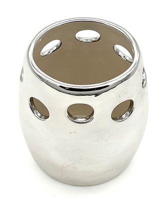 Vintage 1990s Todd Oldham Silver Mirror Ceramic Perforated Floral Vase