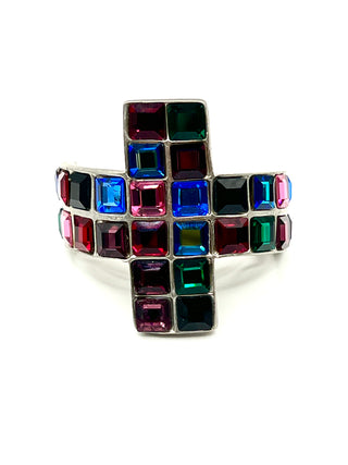 Vintage Todd Oldham Fall 1994 Multicolor Swarovski Crystal Ponytail Cuff Barrette