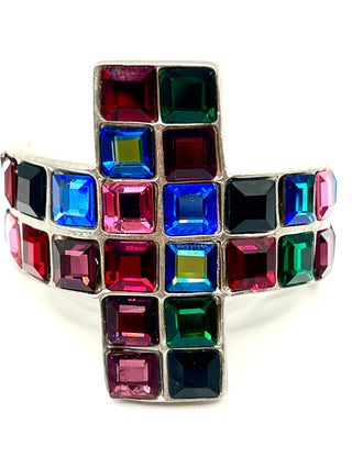 Vintage Todd Oldham Fall 1994 Multicolor Swarovski Crystal Ponytail Cuff Barrette