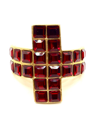 Vintage Todd Oldham Fall 1994 Ruby Swarovski Crystal Gold Ponytail Cuff Barrette