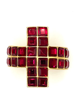 Vintage Todd Oldham Fall 1994 Ruby Swarovski Crystal Gold Ponytail Cuff Barrette