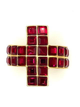 Vintage Todd Oldham Fall 1994 Ruby Swarovski Crystal Gold Ponytail Cuff Barrette