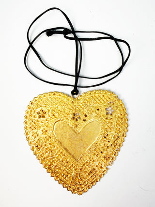 24 kt Gold Plated Doily Heart Necklace