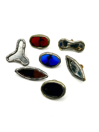 Vintage 1990s Todd Oldham Studio Handmade Glass & Mirror Button Set Of 7