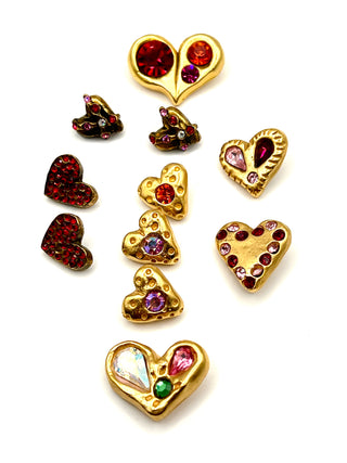 Vintage Todd Oldham 1996 Hearts of Gold Swarovski Crystal Buttons Set of 12
