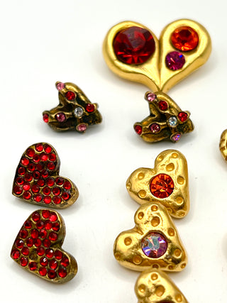 Vintage Todd Oldham 1996 Hearts of Gold Swarovski Crystal Buttons Set of 12