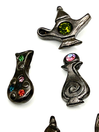 Vintage Todd Oldham 1990s Genie Bottle Swarovski Crystal Buttons Set of 6