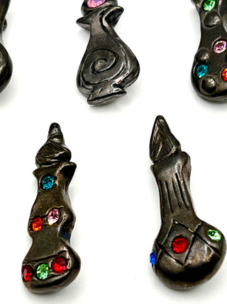 Vintage Todd Oldham 1990s Genie Bottle Swarovski Crystal Buttons Set of 6
