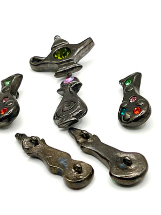 Vintage Todd Oldham 1990s Genie Bottle Swarovski Crystal Buttons Set of 6
