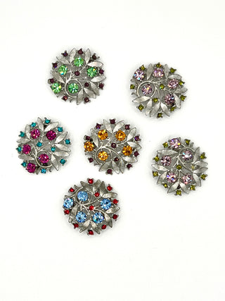 Todd Oldham Fall 1996 Recasted Antique Buttons-Pastel Tone Swarovski Crystals-Set of 6