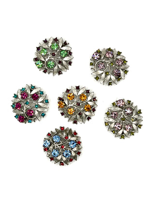 Todd Oldham Fall 1996 Recasted Antique Buttons-Pastel Tone Swarovski Crystals-Set of 6