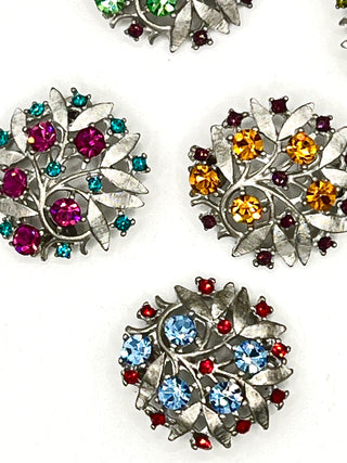 Todd Oldham Fall 1996 Recasted Antique Buttons-Pastel Tone Swarovski Crystals-Set of 6