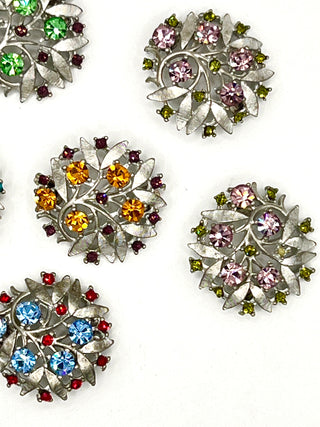 Todd Oldham Fall 1996 Recasted Antique Buttons-Pastel Tone Swarovski Crystals-Set of 6