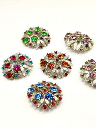 Todd Oldham Fall 1996 Recasted Antique Buttons-Pastel Tone Swarovski Crystals-Set of 6