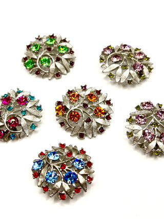Todd Oldham Fall 1996 Recasted Antique Buttons-Pastel Tone Swarovski Crystals-Set of 6