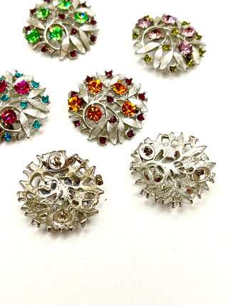 Todd Oldham Fall 1996 Recasted Antique Buttons-Pastel Tone Swarovski Crystals-Set of 6