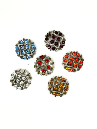 Todd Oldham Fall 1996 Recasted Antique Buttons With Vivid Swarovski Crystal  Set of 6