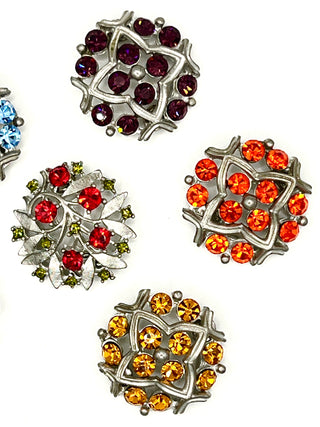 Todd Oldham Fall 1996 Recasted Antique Buttons With Vivid Swarovski Crystal  Set of 6