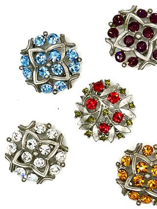 Todd Oldham Fall 1996 Recasted Antique Buttons With Vivid Swarovski Crystal  Set of 6